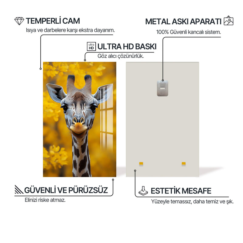 Sonbaharda Zürafa  Cam Tablo – Cam Tablo