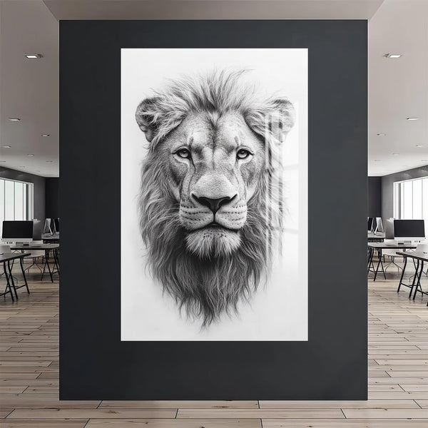 Aslan Portre  Cam Tablo