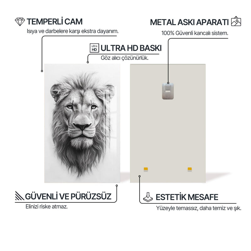 Aslan Portre  Cam Tablo – Cam Tablo