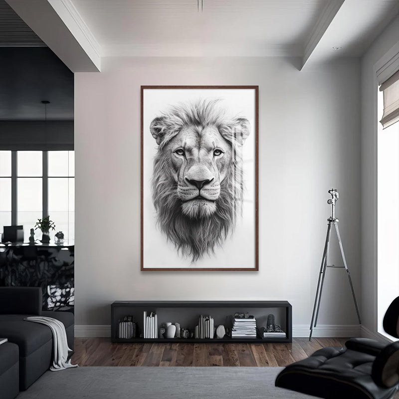Aslan Portre  Cam Tablo – Ceviz Çerçeveli Cam Tablo