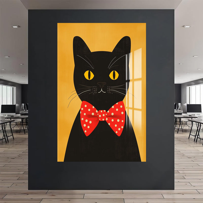 Papyonlu Kedi Cam Tablo – Cam Tablo