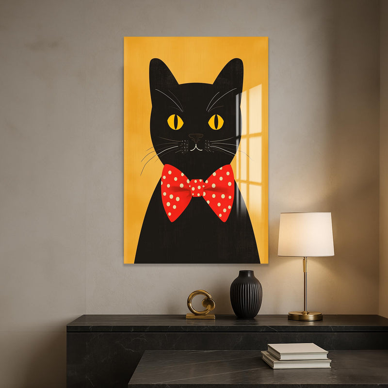 Papyonlu Kedi Cam Tablo – Cam Tablo