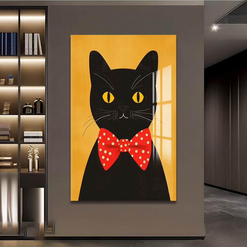 Papyonlu Kedi Cam Tablo – Cam Tablo
