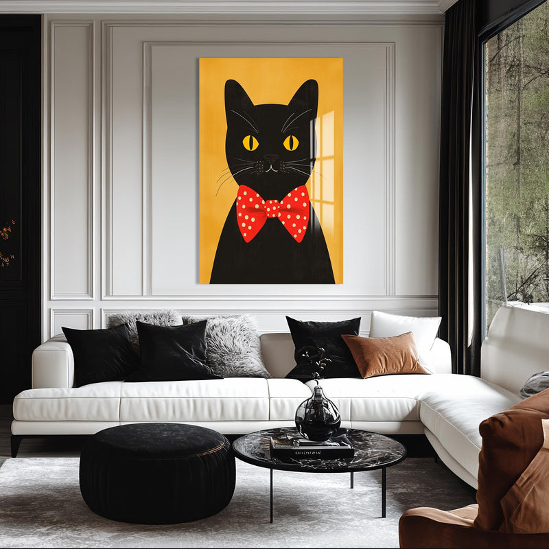 Papyonlu Kedi Cam Tablo – Cam Tablo