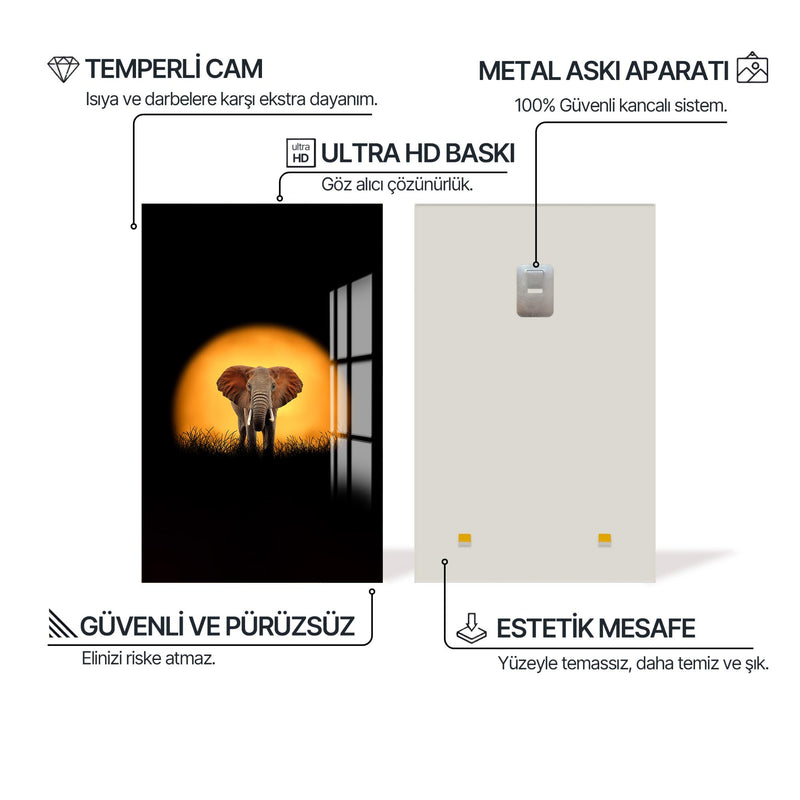 Günbatımında Fil Cam Tablo – Cam Tablo