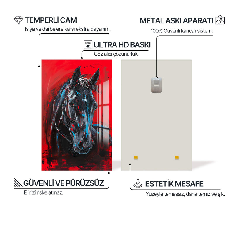 Kırmızı At Cam Tablo – Cam Tablo