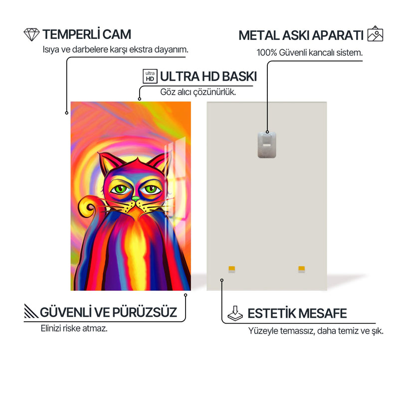 Uykulu Kedi Cam Tablo – Cam Tablo