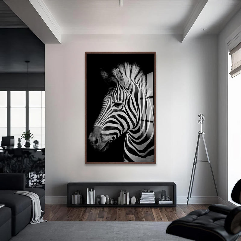 Grevy Zebrası Cam Tablo – Ceviz Çerçeveli Cam Tablo