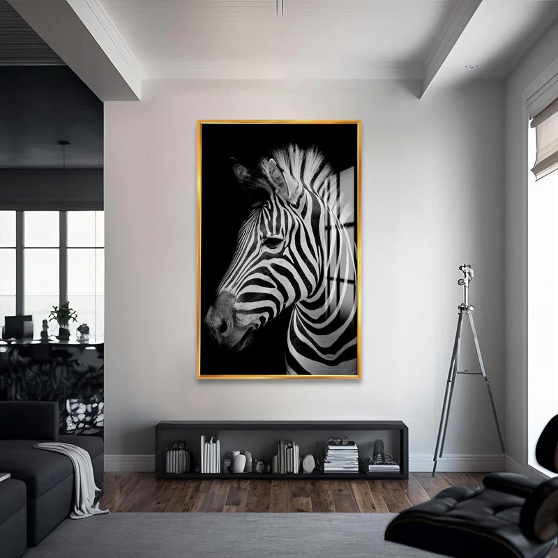 Grevy Zebrası Cam Tablo – Altın Çerçeveli Cam Tablo