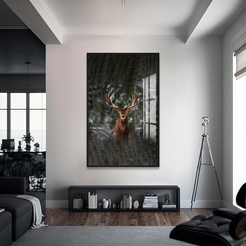 Sambar Geyiği Cam Tablo – Siyah Çerçeveli Cam Tablo
