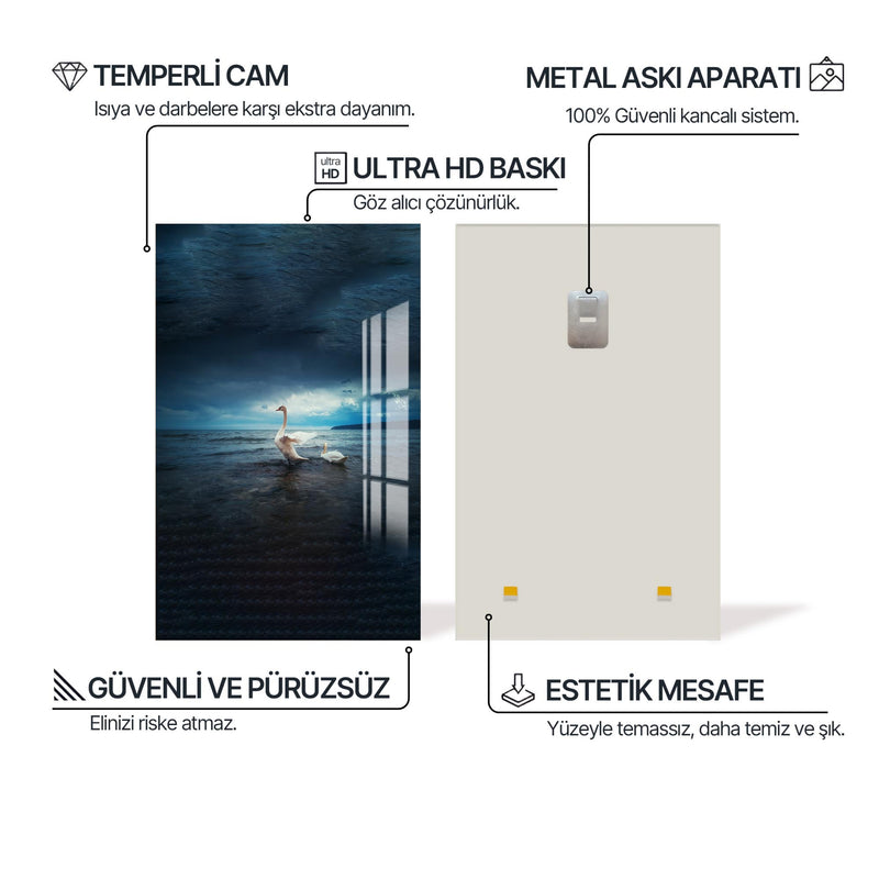 Sudaki Kuğular Cam Tablo – Cam Tablo
