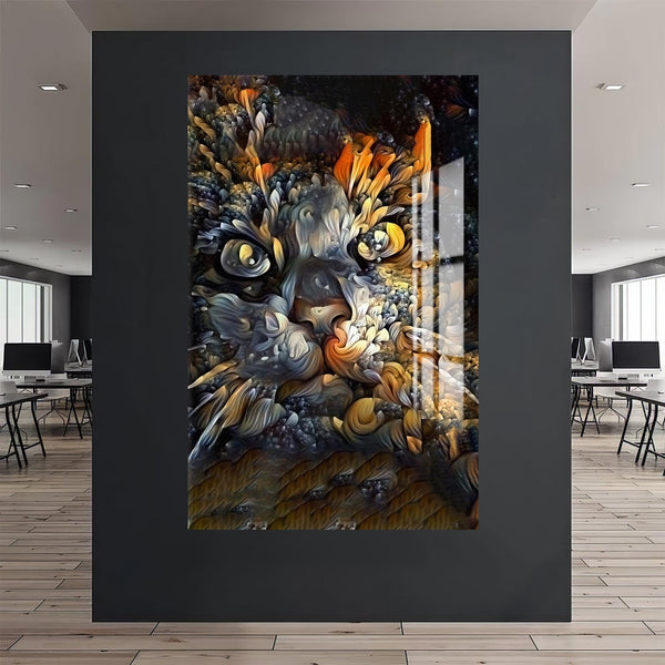 Meraklı Kedi Cam Tablo