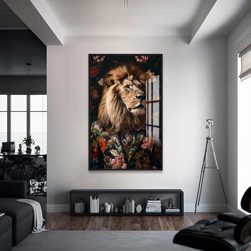 Tasarımcı Aslan Cam Tablo – Siyah Çerçeveli Cam Tablo
