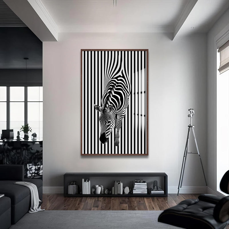 Zebra Cam Tablo – Ceviz Çerçeveli Cam Tablo