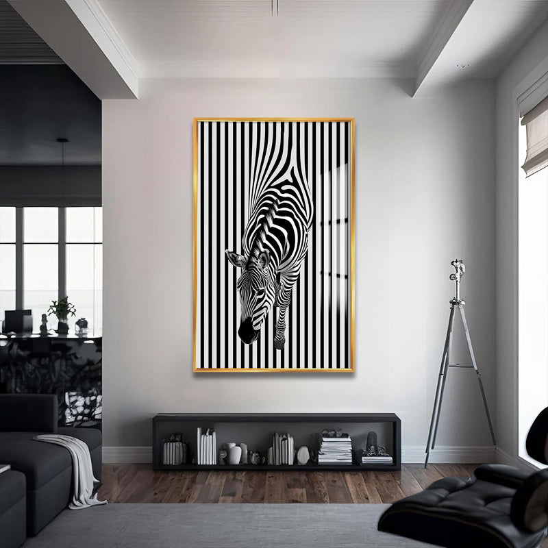 Zebra Cam Tablo – Altın Çerçeveli Cam Tablo
