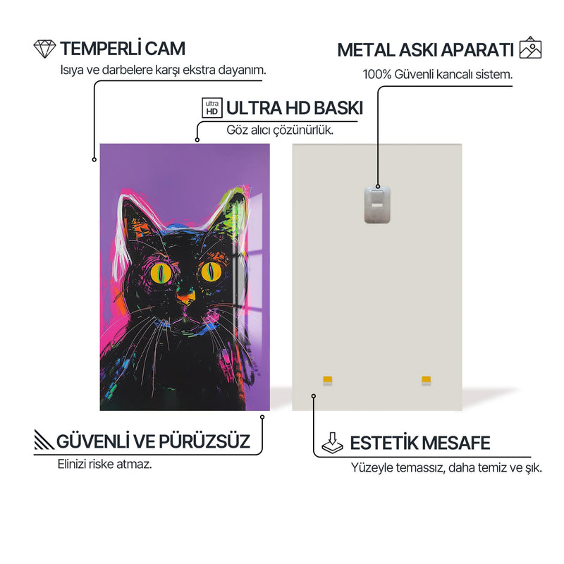 Kara Kedi Cam Tablo – Cam Tablo