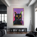 Kara Kedi Cam Tablo – Altın Çerçeveli Cam Tablo