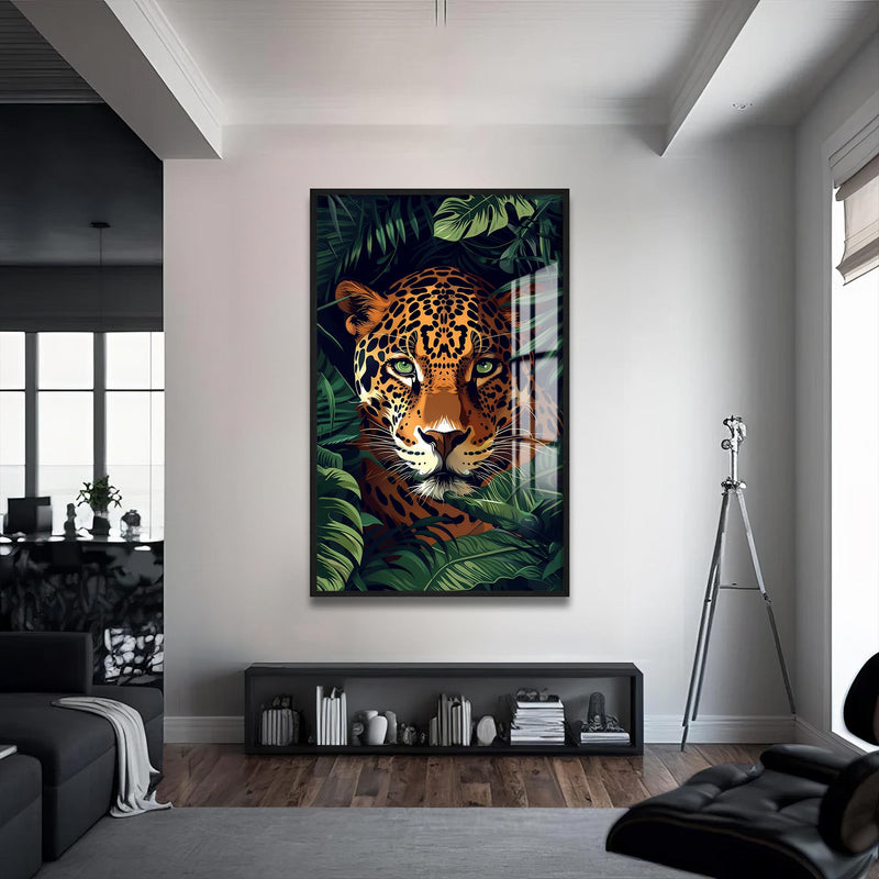 Vahşi Jaguar Cam Tablo – Siyah Çerçeveli Cam Tablo