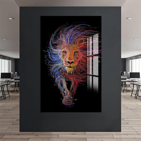 Çizgisel Aslan Cam Tablo