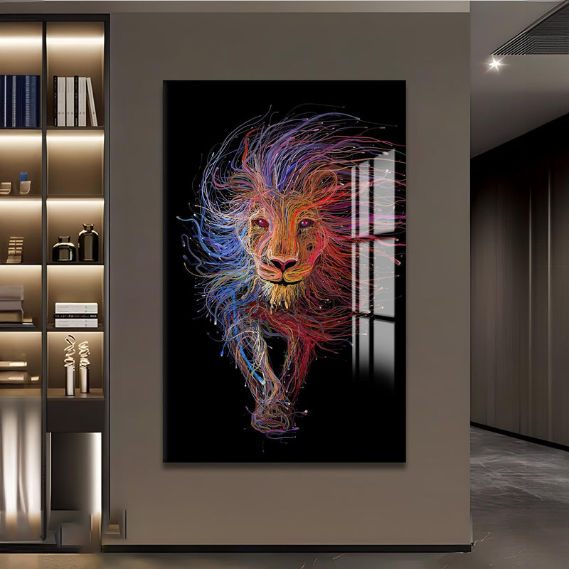 Çizgisel Aslan Cam Tablo – Cam Tablo