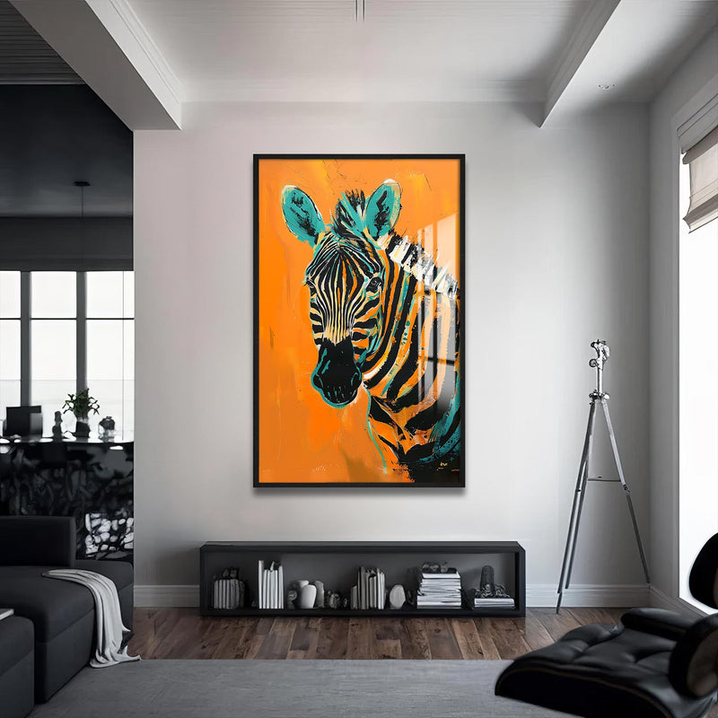 Rengarenk Zebra Cam Tablo – Siyah Çerçeveli Cam Tablo