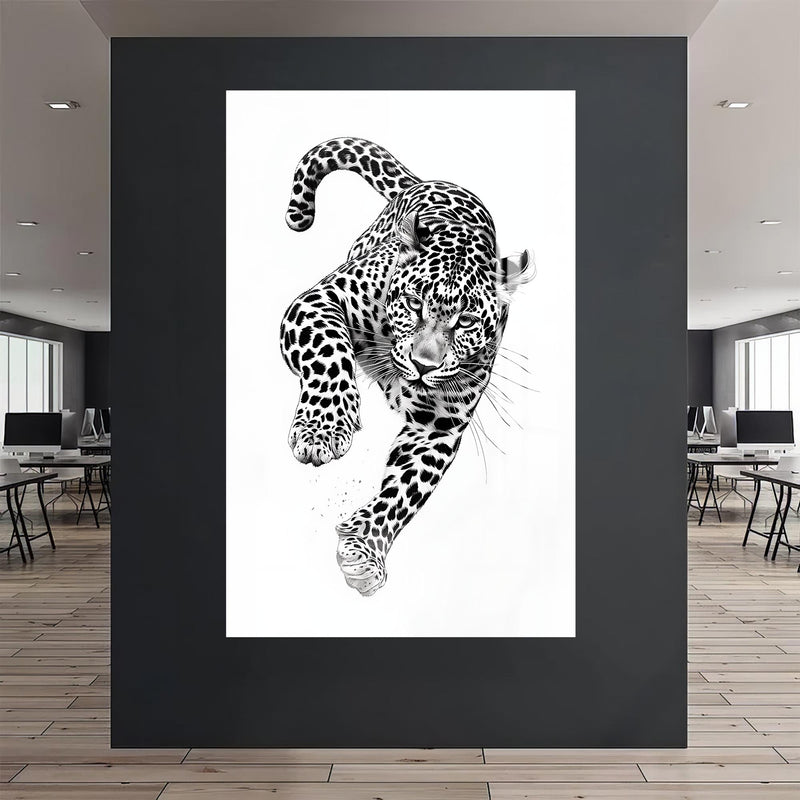 Saldıran Leopar Cam Tablo – Cam Tablo