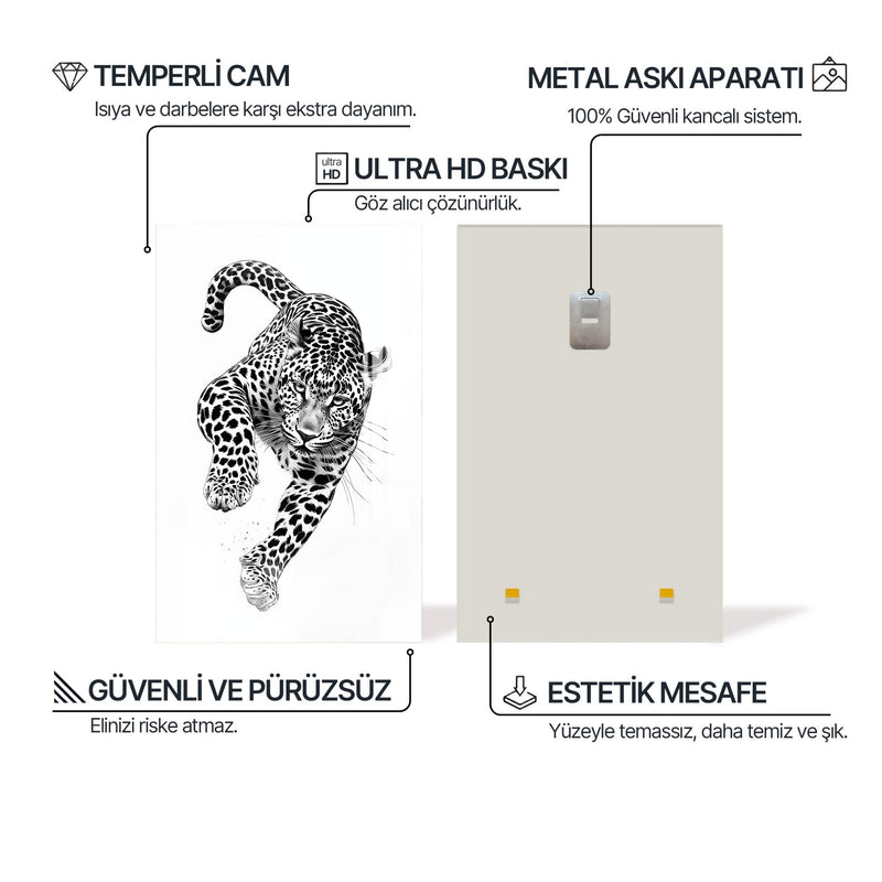 Saldıran Leopar Cam Tablo – Cam Tablo