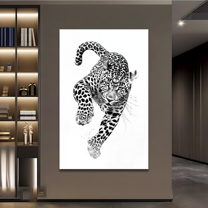 Saldıran Leopar Cam Tablo – Cam Tablo