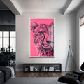 Pembe Çita Cam Tablo – Beyaz Çerçeveli Cam Tablo
