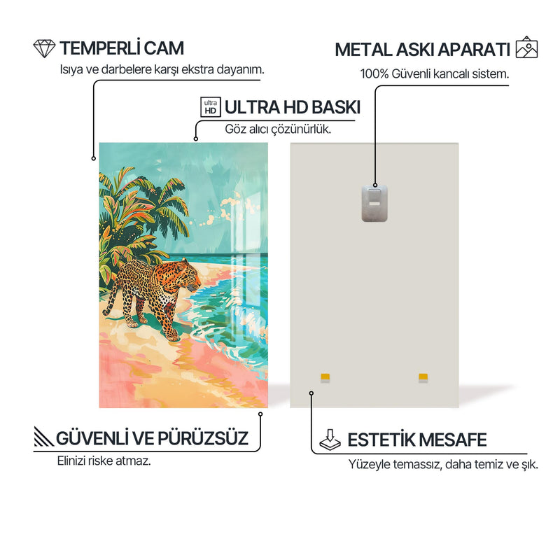 Sahilde Leopar Cam Tablo – Cam Tablo