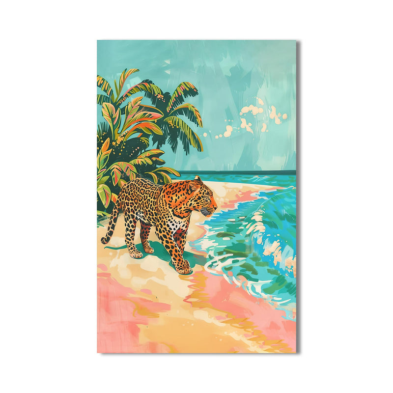 Sahilde Leopar Cam Tablo – Cam Tablo