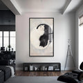 Yin Yang Kedi Cam Tablo – Siyah Çerçeveli Cam Tablo