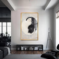 Yin Yang Kedi Cam Tablo – Altın Çerçeveli Cam Tablo