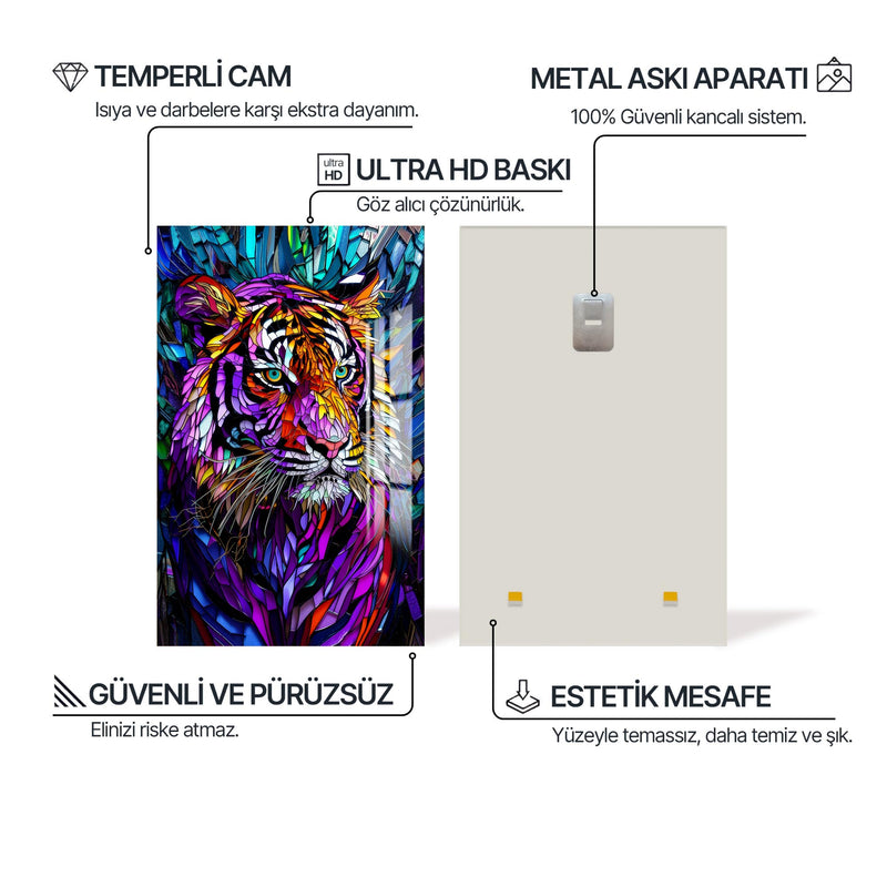 Rengarenk Aslan Cam Tablo – Cam Tablo