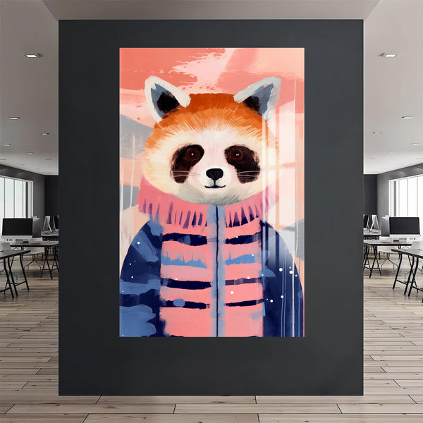 Montlu Kızıl Panda Cam Tablo