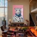 Atkılı Kar Leoparı Cam Tablo – Cam Tablo
