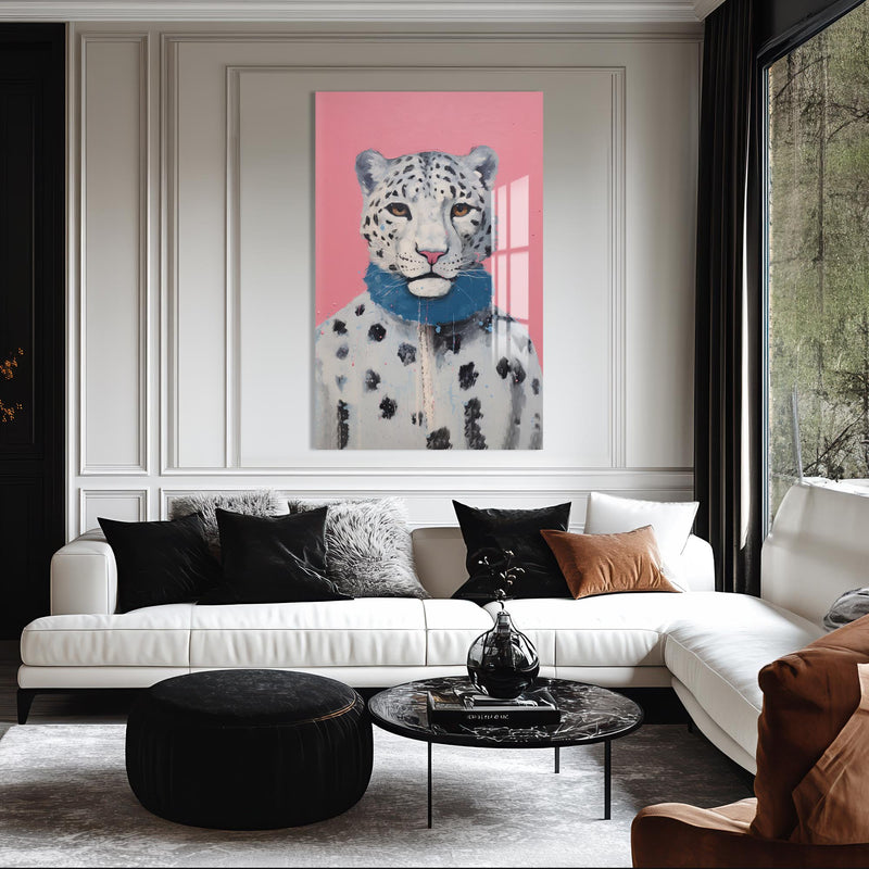 Atkılı Kar Leoparı Cam Tablo – Cam Tablo