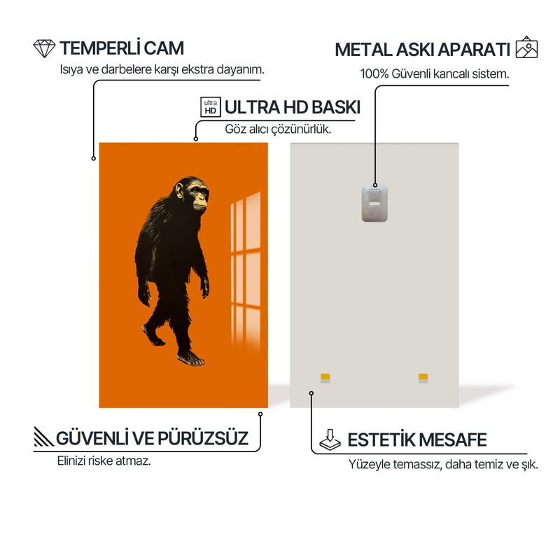Yürüyen Maymun Cam Tablo – Cam Tablo