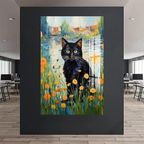 Gölde Kara Kedi Cam Tablo