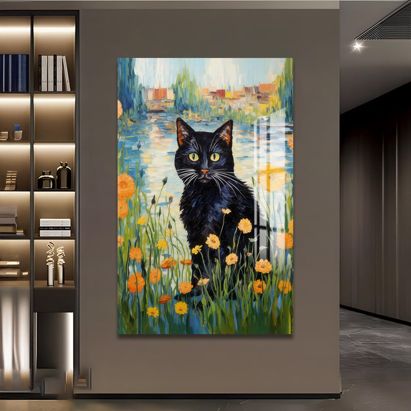 Gölde Kara Kedi Cam Tablo – Cam Tablo