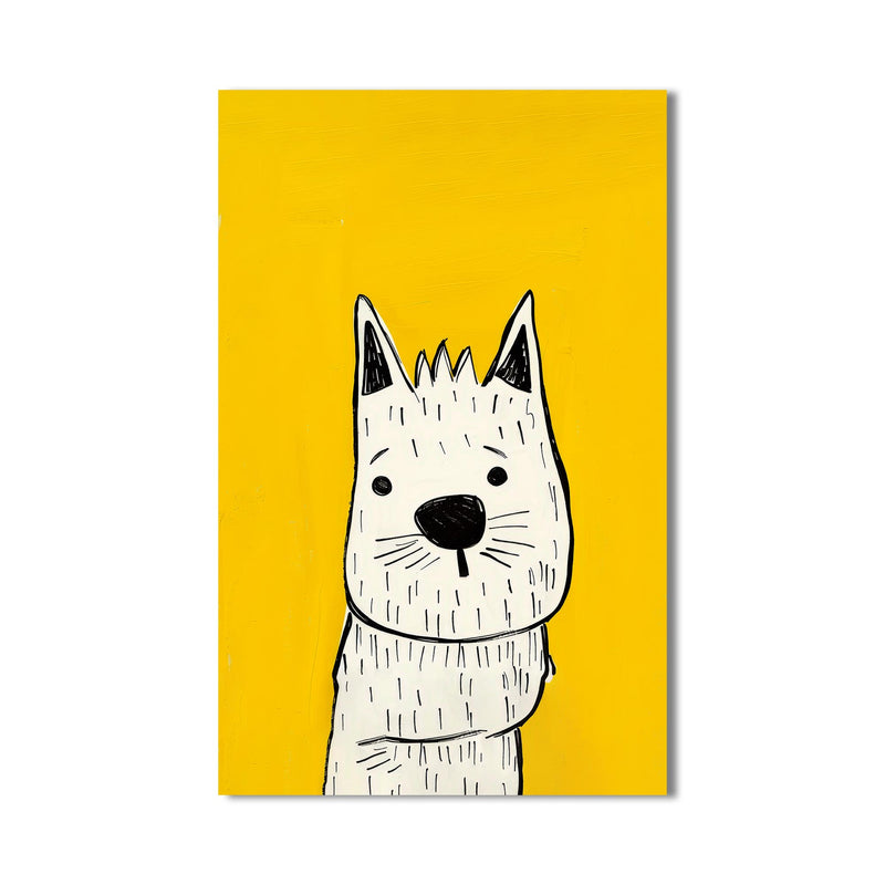 Beyaz Köpek Cam Tablo – Cam Tablo