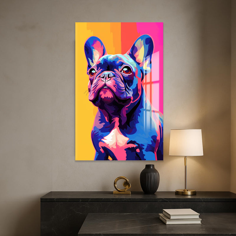 Rengarenk Fransız Buldog Cam Tablo – Cam Tablo