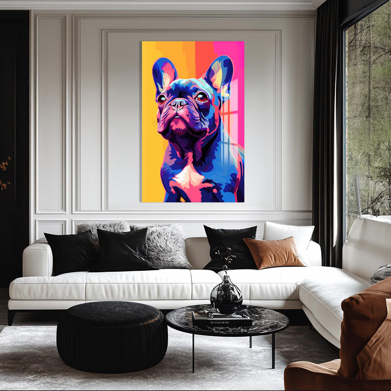 Rengarenk Fransız Buldog Cam Tablo – Cam Tablo