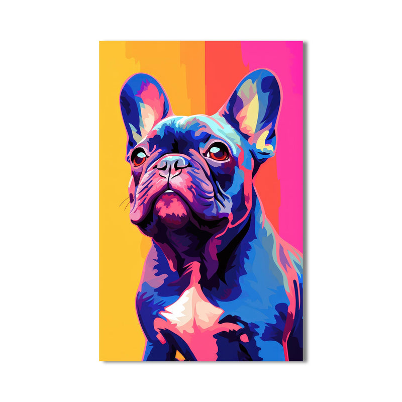Rengarenk Fransız Buldog Cam Tablo – Cam Tablo