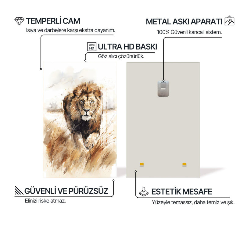 Tetikte Aslan Cam Tablo – Cam Tablo