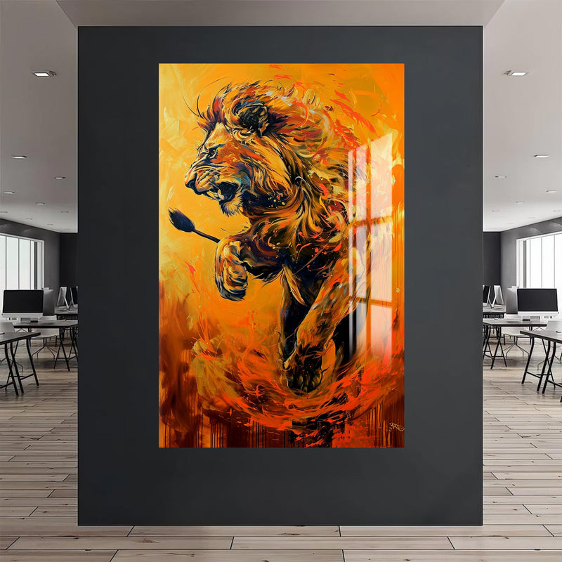 Saldıran Aslan Cam Tablo – Cam Tablo