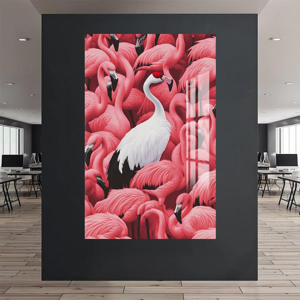 Flamingolar Arasında Cam Tablo