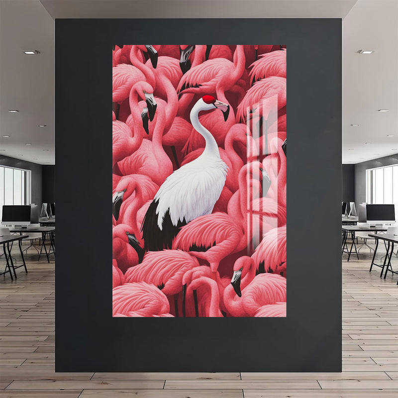 Flamingolar Arasında Cam Tablo – Cam Tablo