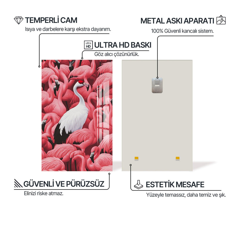 Flamingolar Arasında Cam Tablo – Cam Tablo