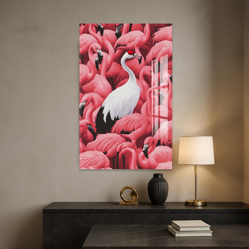 Flamingolar Arasında Cam Tablo – Cam Tablo